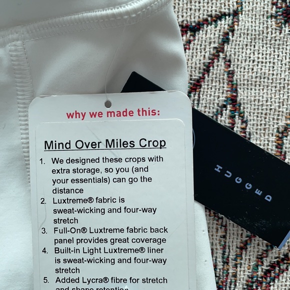 NWT-Lululemon Mind Over Miles Crop-White #50 - Picture 2 of 8